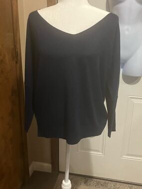 Get “Batty” Cashmere extended V  Neck Batwing  Sweater - Rich Navy Never worn